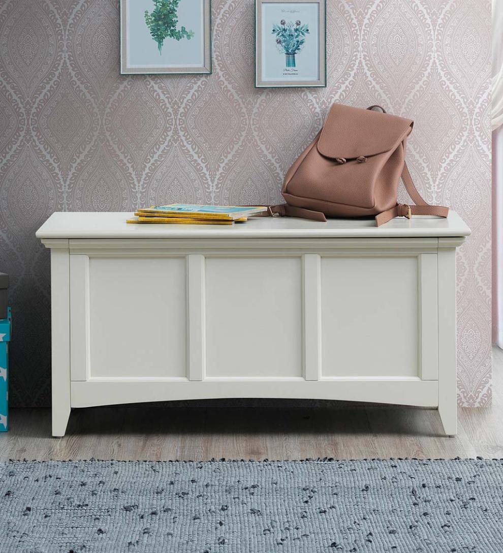 Plow &amp; Hearth Home Office | Indoor Living Hinged Paneled Storage Chest/Console - Antique Black