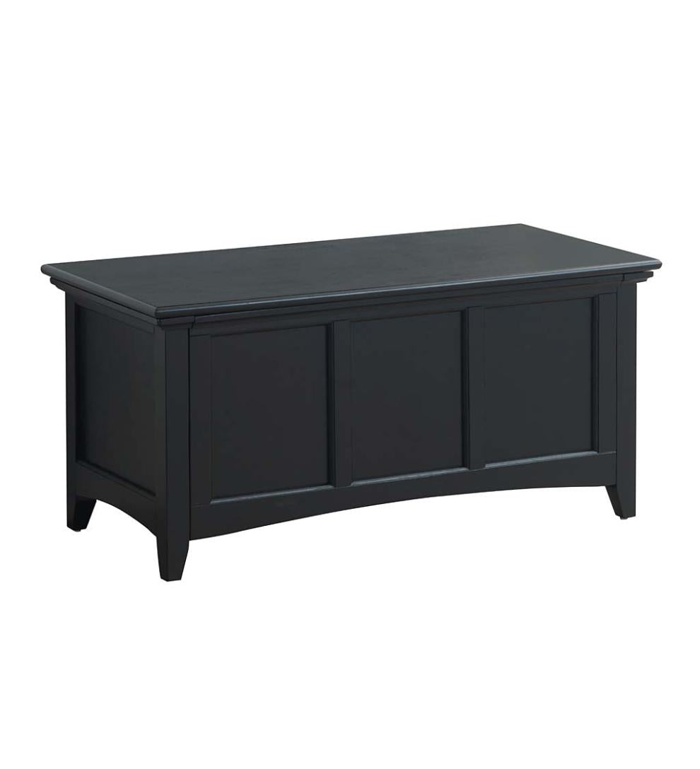 Plow &amp; Hearth Home Office | Indoor Living Hinged Paneled Storage Chest/Console - Antique Black