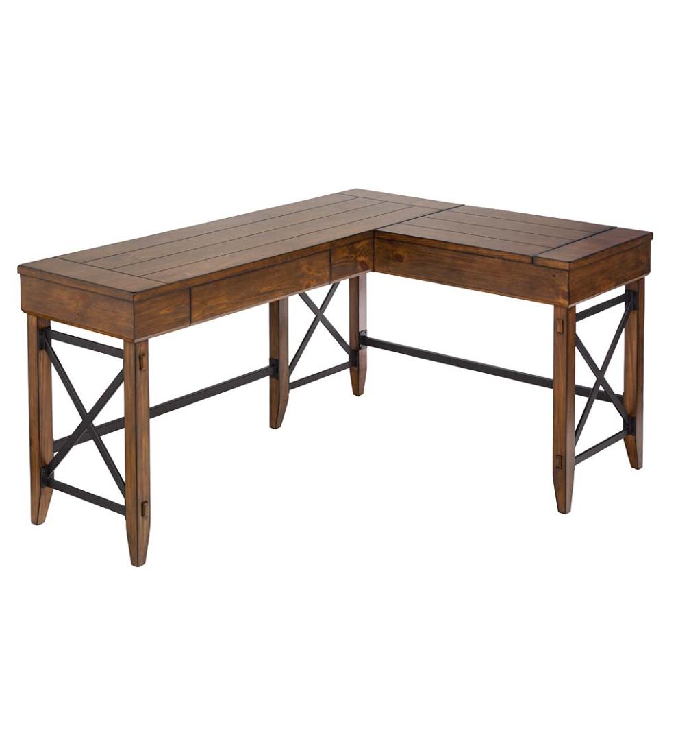 Plow &amp; Hearth Home Office | Indoor Living L-Shaped Lift Desk With Two Height Settings And Drawer