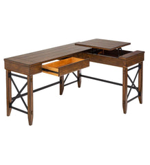 Plow &amp; Hearth Home Office | Indoor Living L-Shaped Lift Desk With Two Height Settings And Drawer