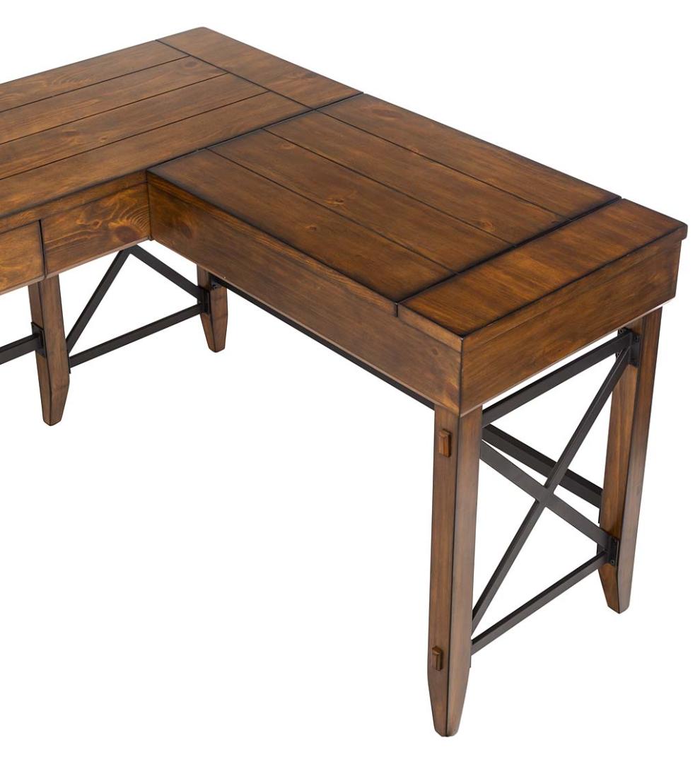 Plow &amp; Hearth Home Office | Indoor Living L-Shaped Lift Desk With Two Height Settings And Drawer