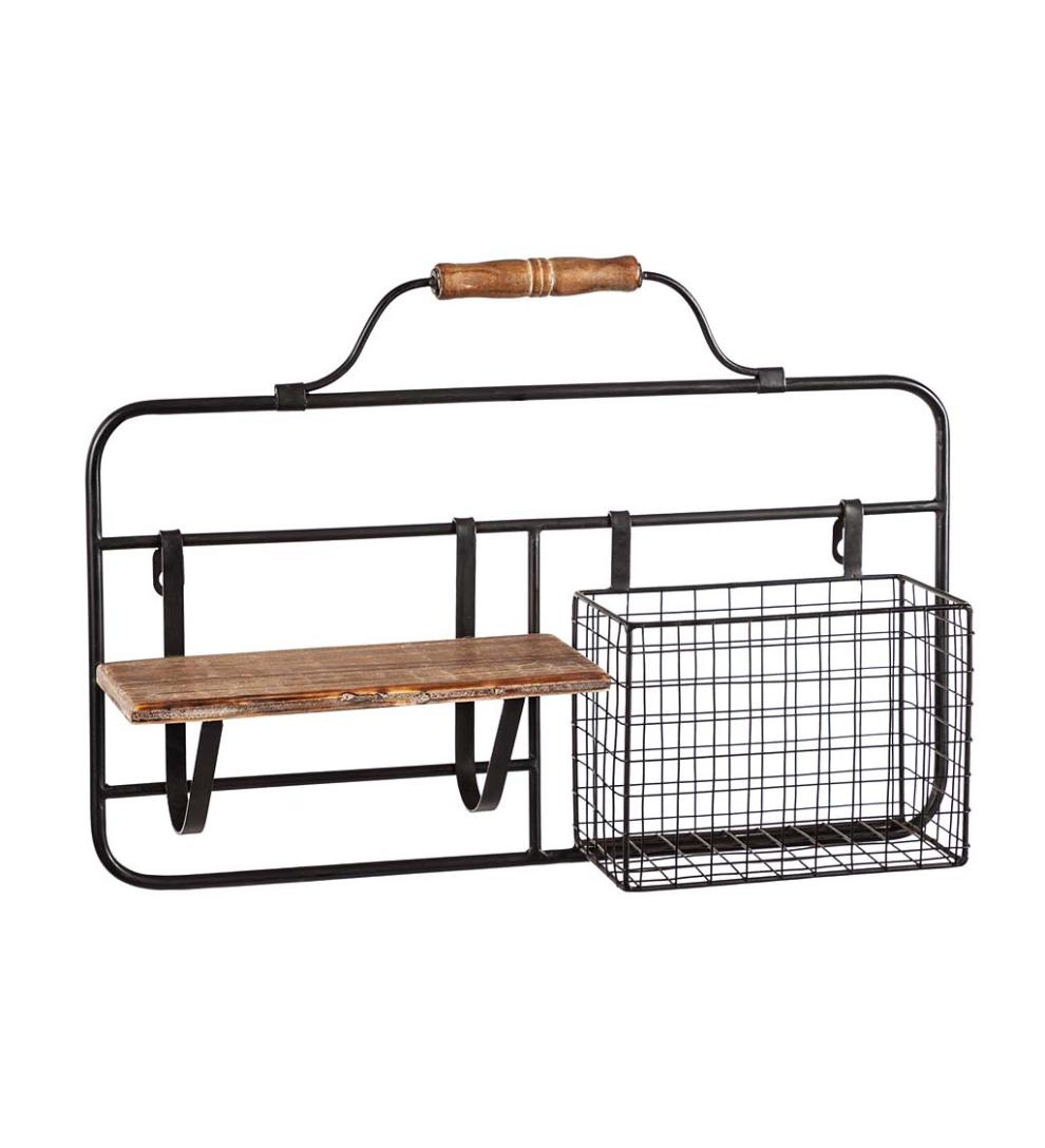 Plow &amp; Hearth Home Office | Indoor Living Metal And Wood Wall Organizer