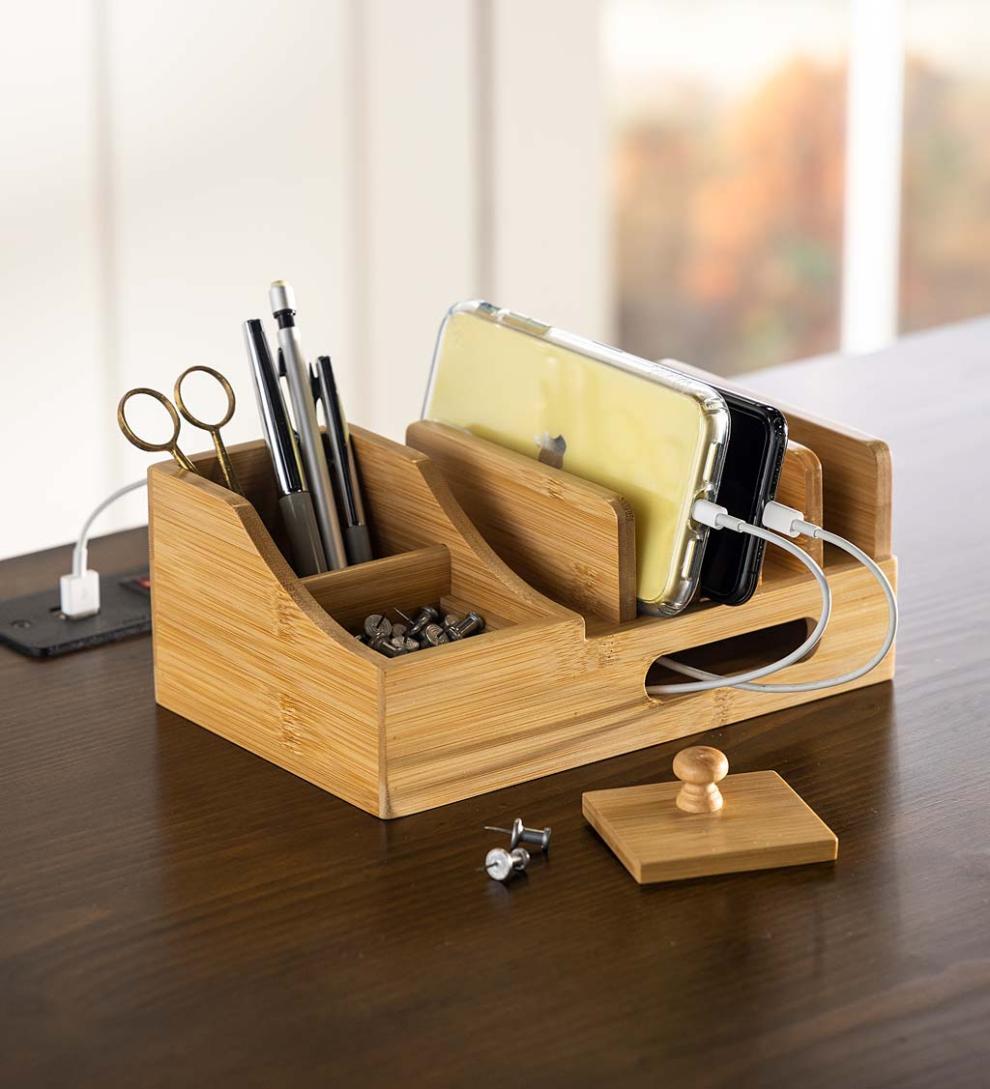 Plow &amp; Hearth Home Office | Indoor Living Multiple Technology Organizer