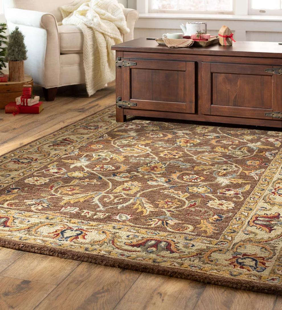 Plow &amp; Hearth Home Office | Indoor Living Portland Ice Box Wood Coffee Table/Bench With Replica Hardware - Walnut