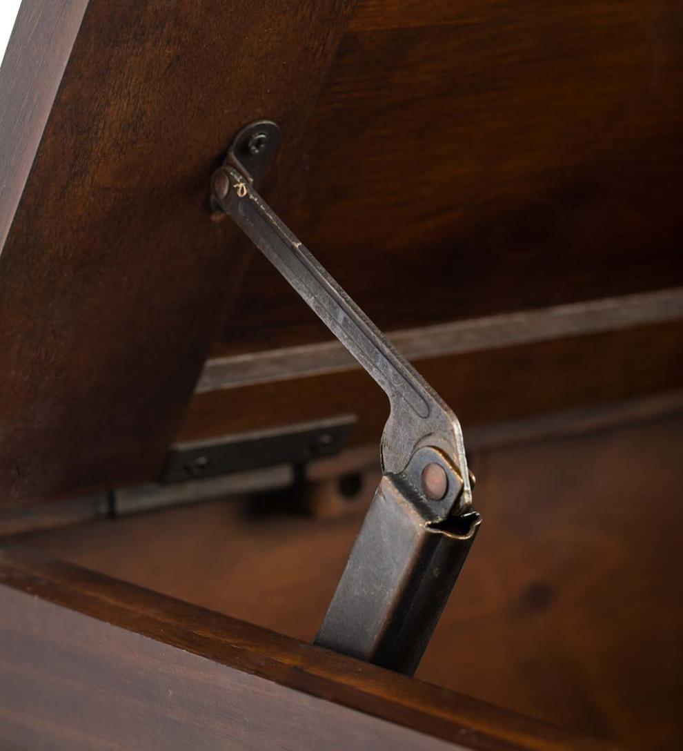 Plow &amp; Hearth Home Office | Indoor Living Portland Ice Box Wood Coffee Table/Bench With Replica Hardware - Walnut