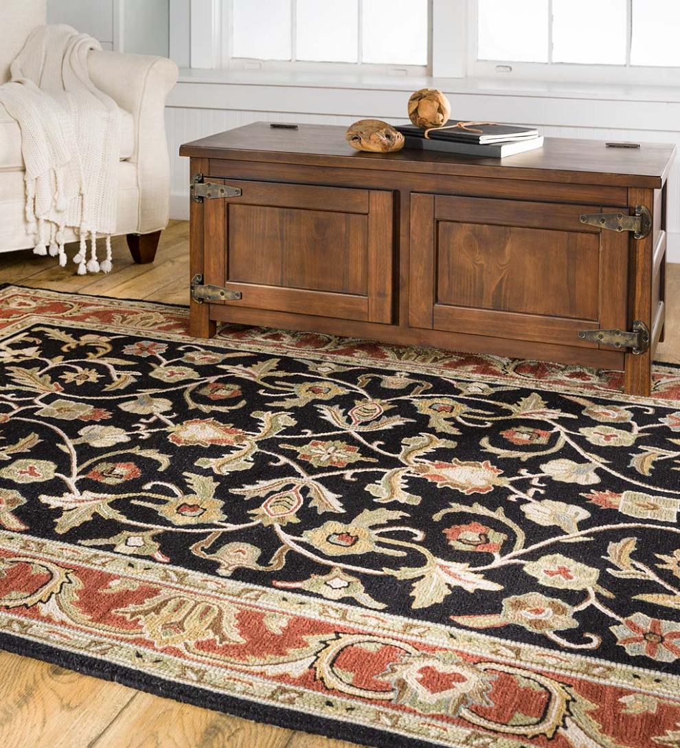 Plow &amp; Hearth Home Office | Indoor Living Portland Ice Box Wood Coffee Table/Bench With Replica Hardware - Walnut