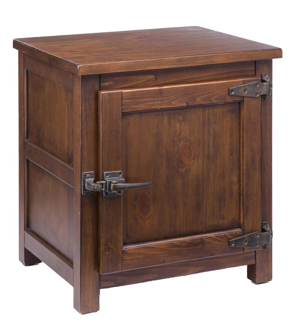 Plow &amp; Hearth Home Office | Indoor Living Portland Ice Box Wood Storage Side Table With Replica Hardware - Walnut