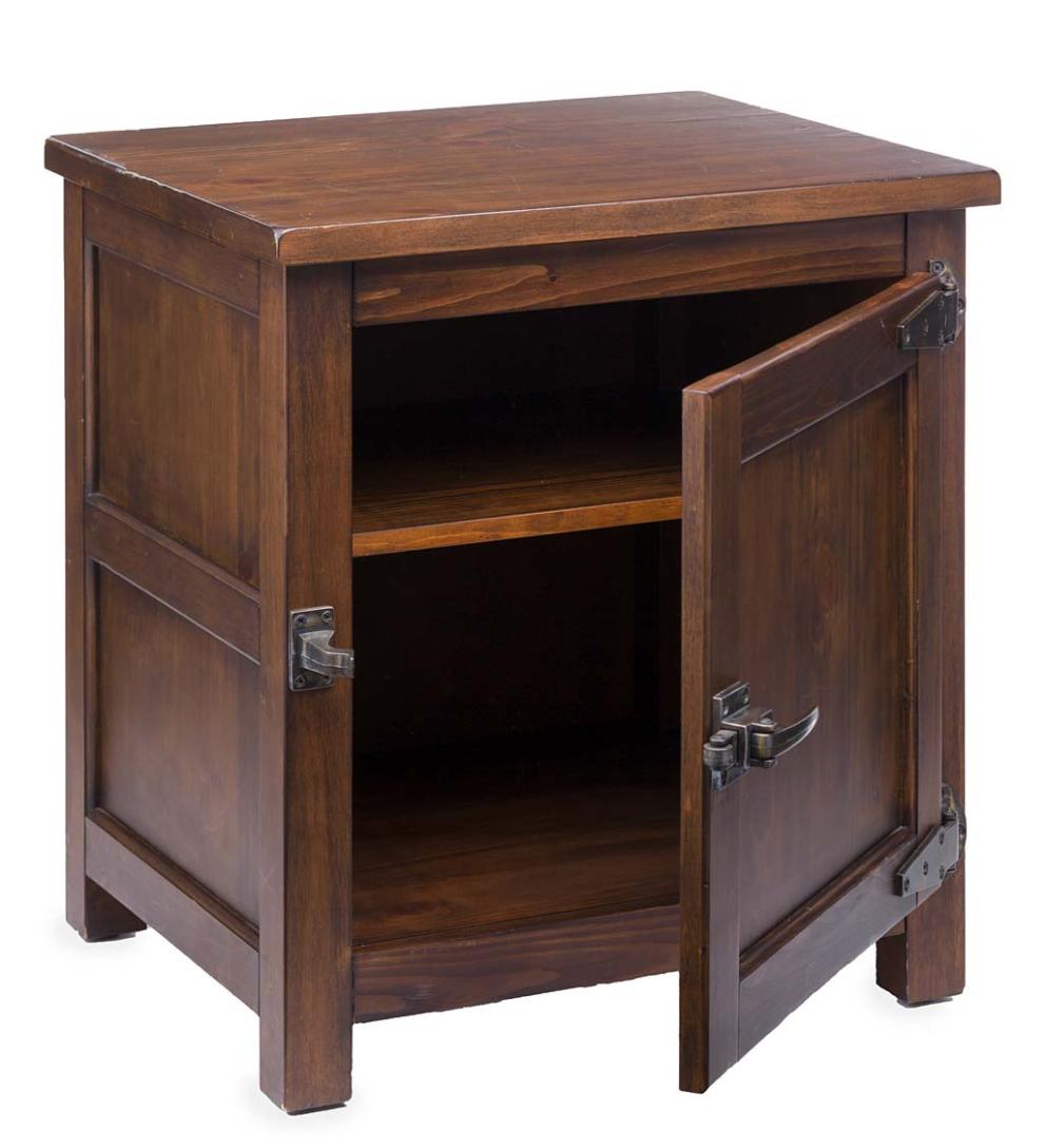 Plow &amp; Hearth Home Office | Indoor Living Portland Ice Box Wood Storage Side Table With Replica Hardware - Walnut
