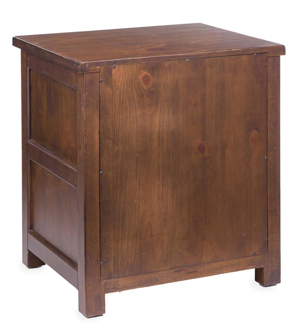 Plow &amp; Hearth Home Office | Indoor Living Portland Ice Box Wood Storage Side Table With Replica Hardware - Walnut