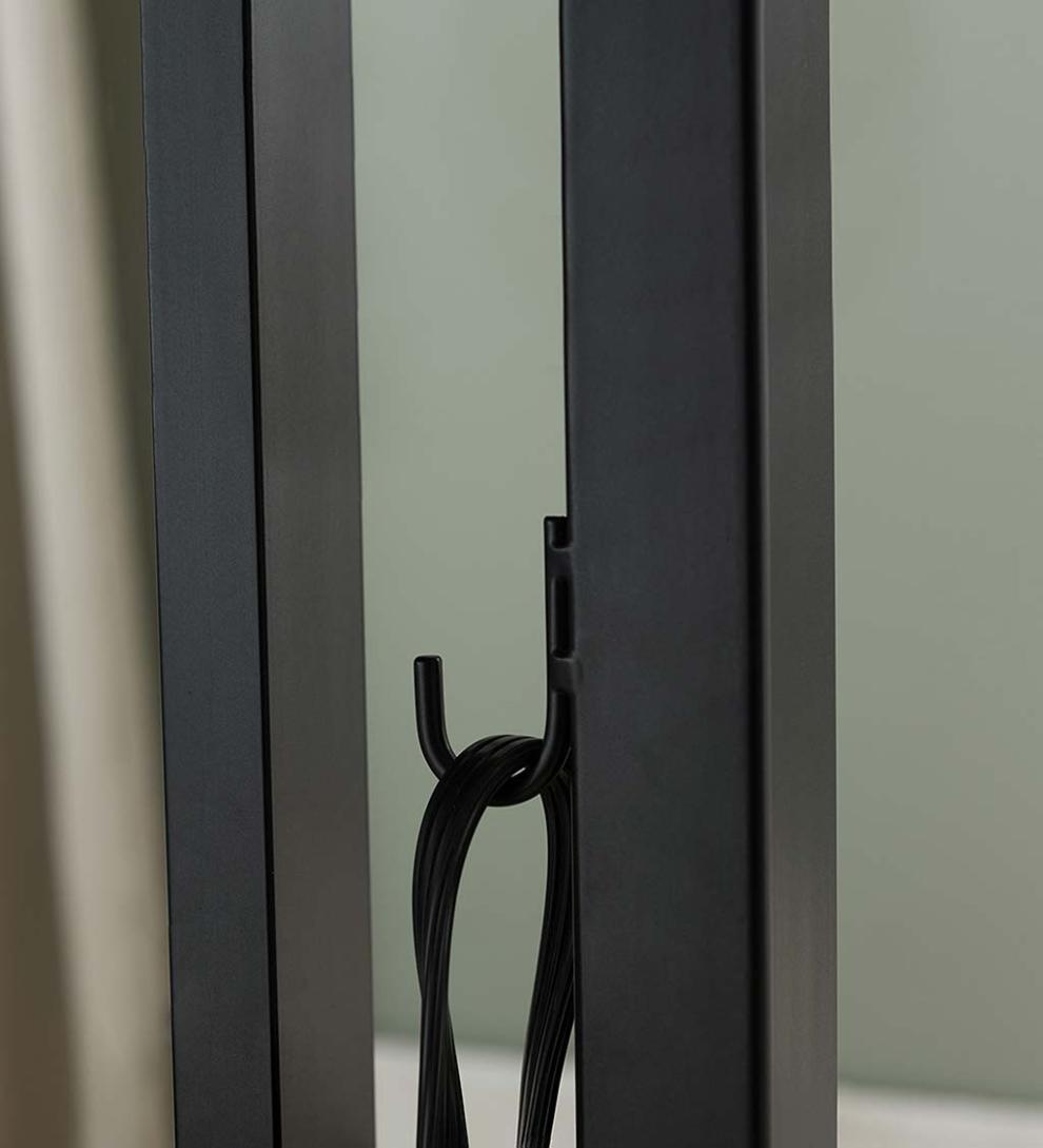 Plow &amp; Hearth Home Office | Indoor Living Pull-Up Table With Charging Station - Black