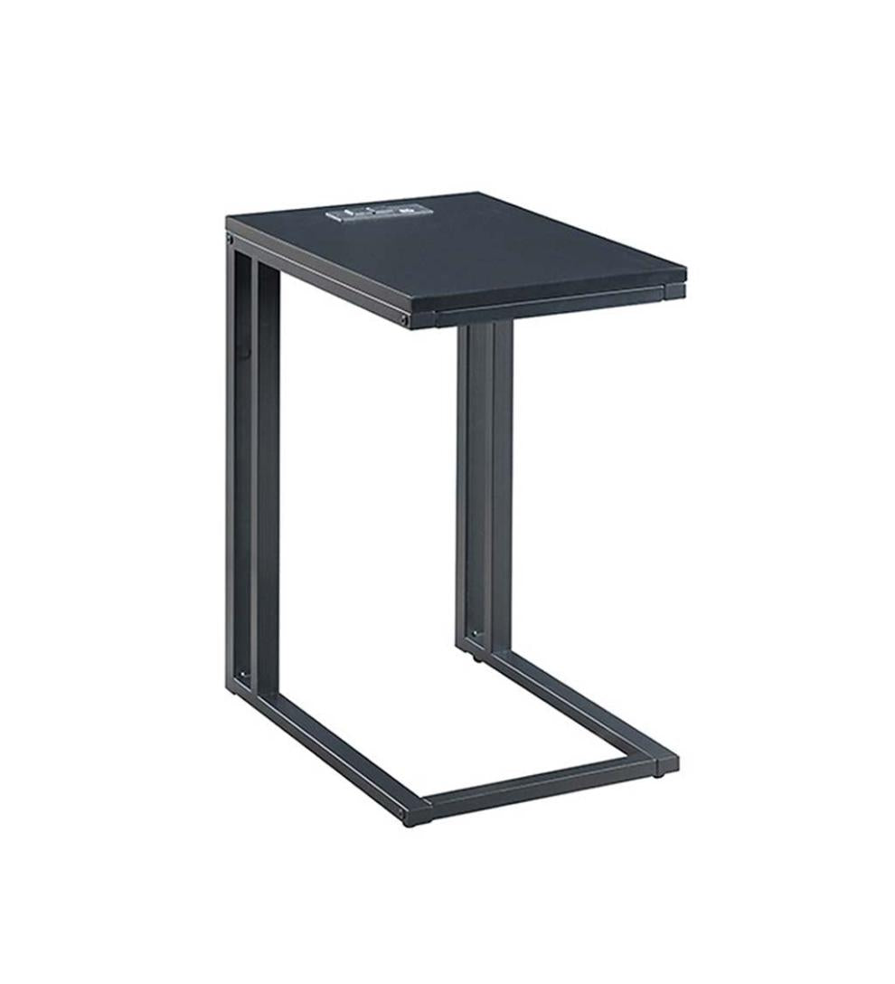 Plow &amp; Hearth Home Office | Indoor Living Pull-Up Table With Charging Station - Black
