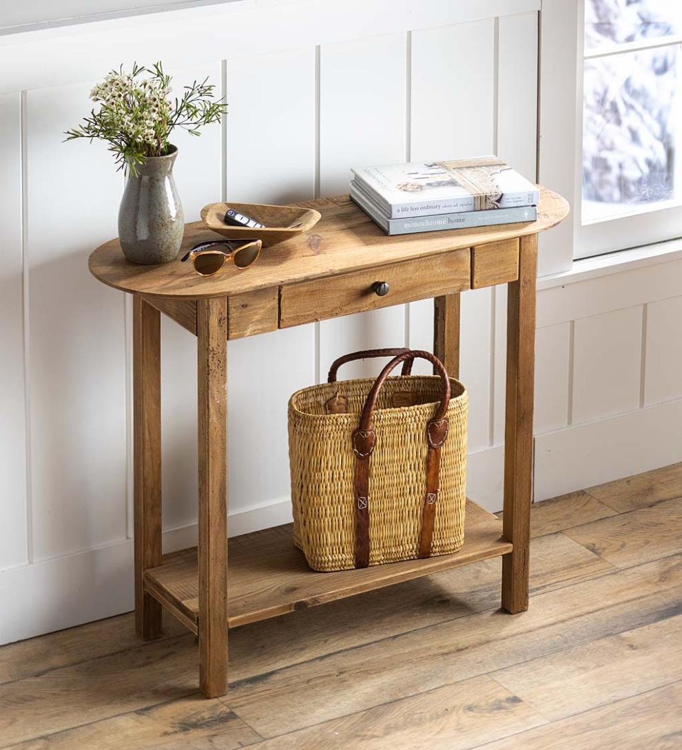 Plow &amp; Hearth Home Office | Indoor Living Rowan Ridge Reclaimed Pine Oval Console Table
