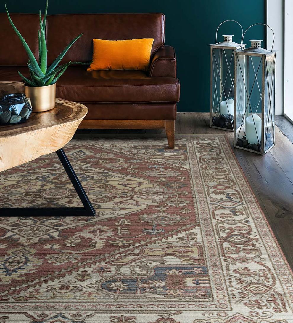 Plow &amp; Hearth Home Office | Indoor Living Strassburg Harlequin Easy Care Polyester Rug