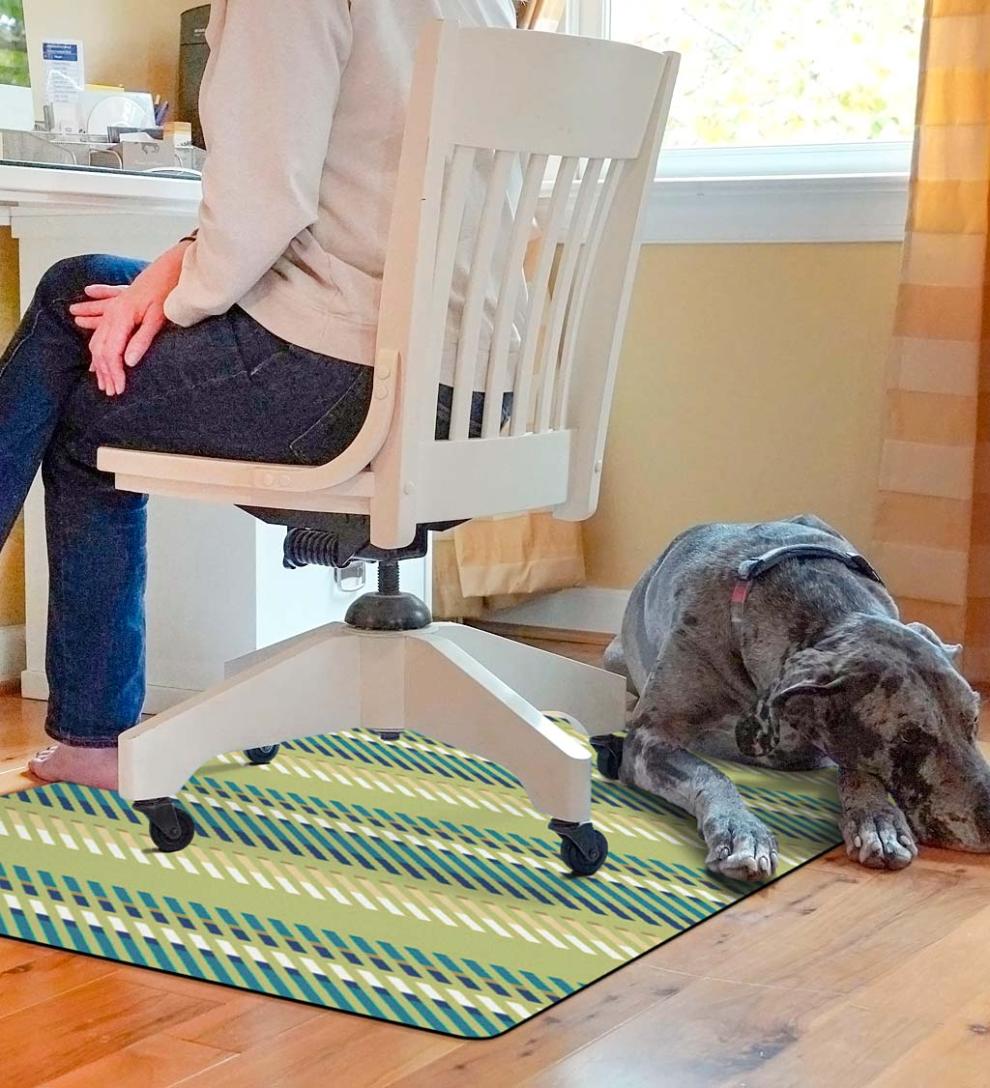 Plow &amp; Hearth Home Office | Indoor Living Striped Chair Mat - Blue