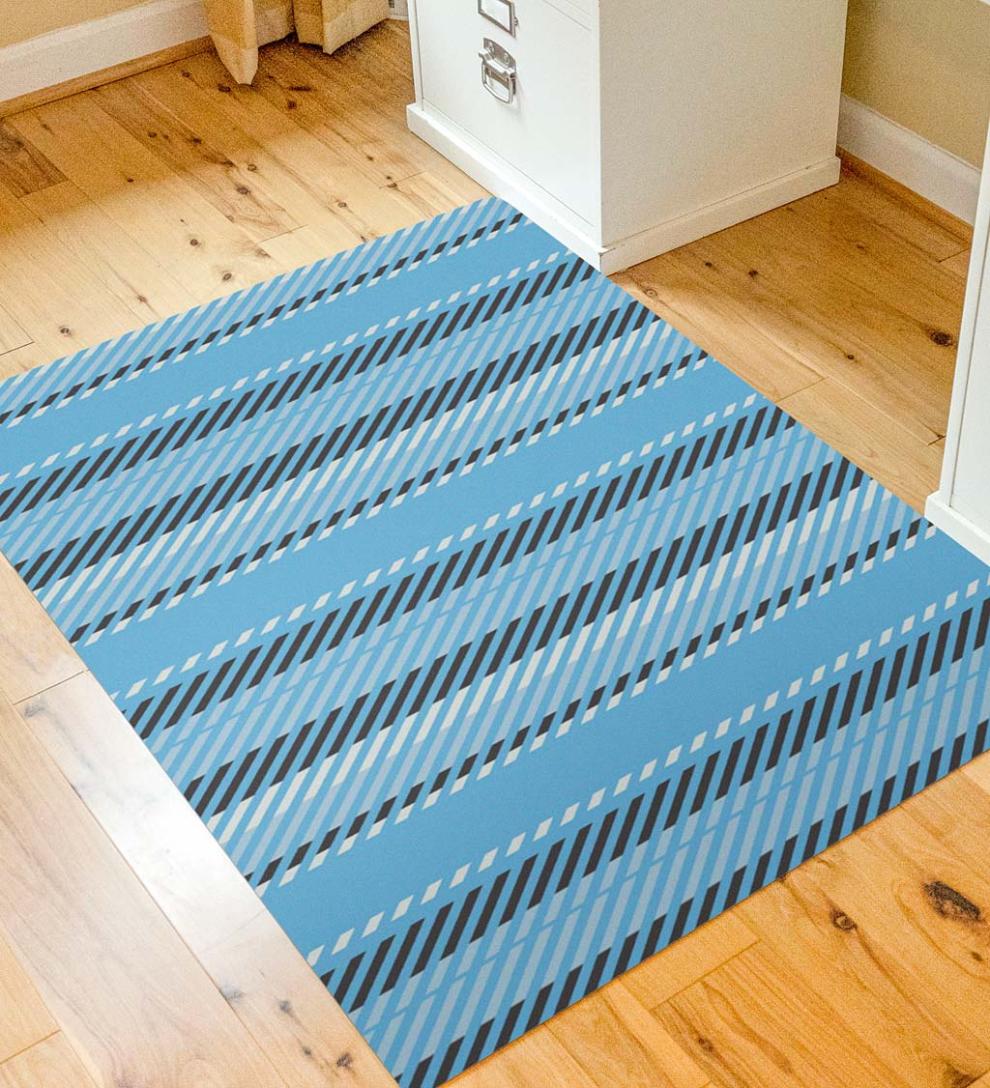 Plow &amp; Hearth Home Office | Indoor Living Striped Chair Mat - Blue