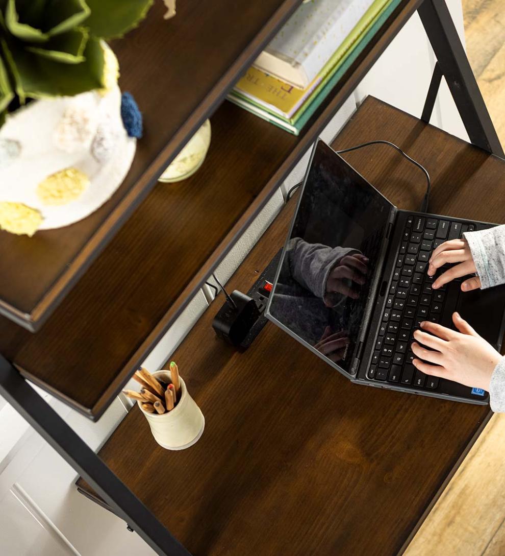 Plow &amp; Hearth Home Office | Indoor Living Three Position Adjustable Ladder Desk With Charging Station