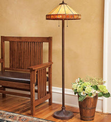 Plow &amp; Hearth Home Office | Indoor Living Tiffany-Style Stained Glass Mission Style Floor Lamp