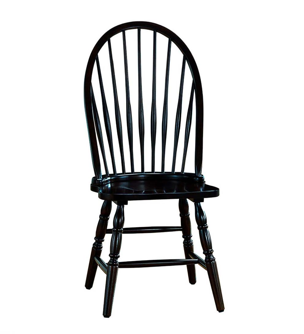 Plow &amp; Hearth Home Office | Indoor Living Traditional Hardwood Windsor Back Chair - Antique Black