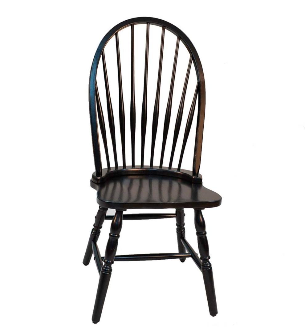 Plow &amp; Hearth Home Office | Indoor Living Traditional Hardwood Windsor Back Chair - Antique Black