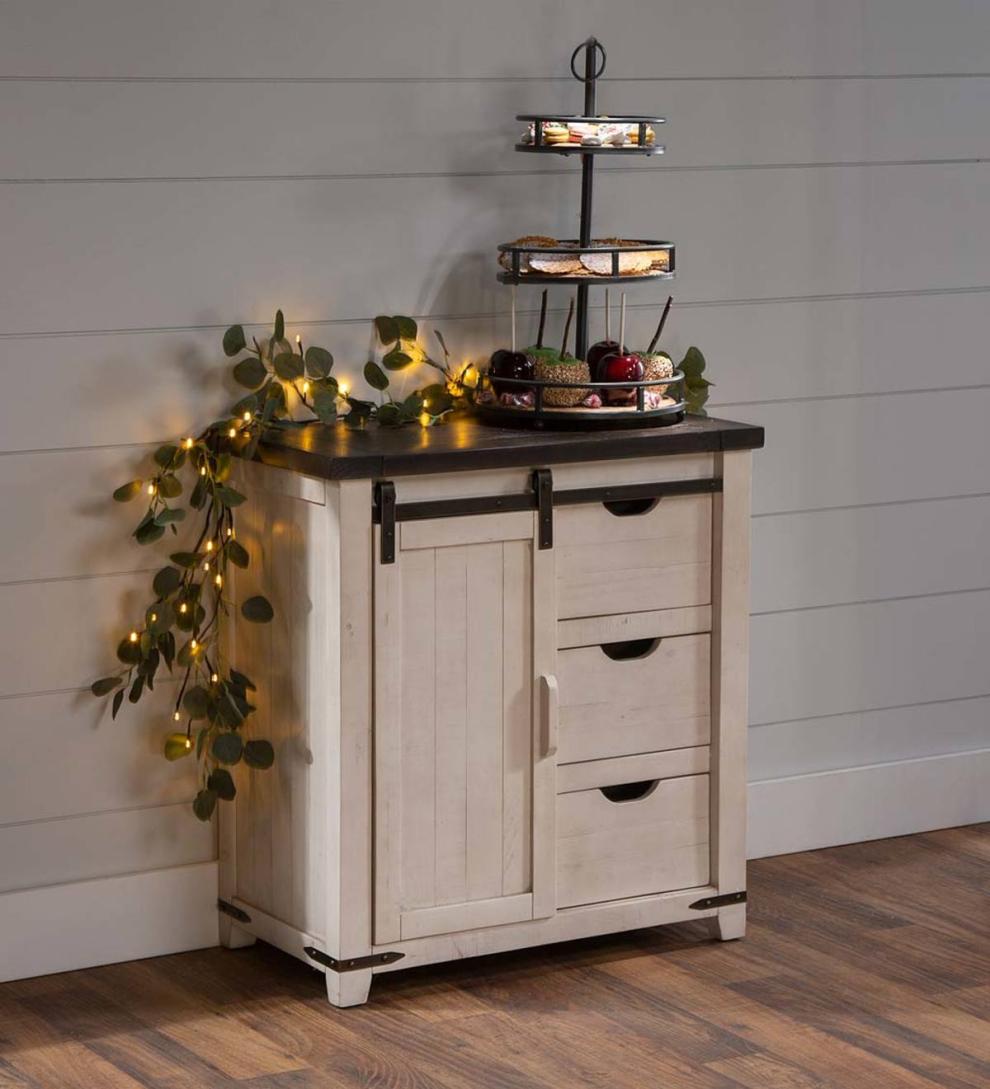 Plow &amp; Hearth Hutches &amp; Cupboards | Indoor Living Cape Charles Barn Door Wood Storage Cabinet - White