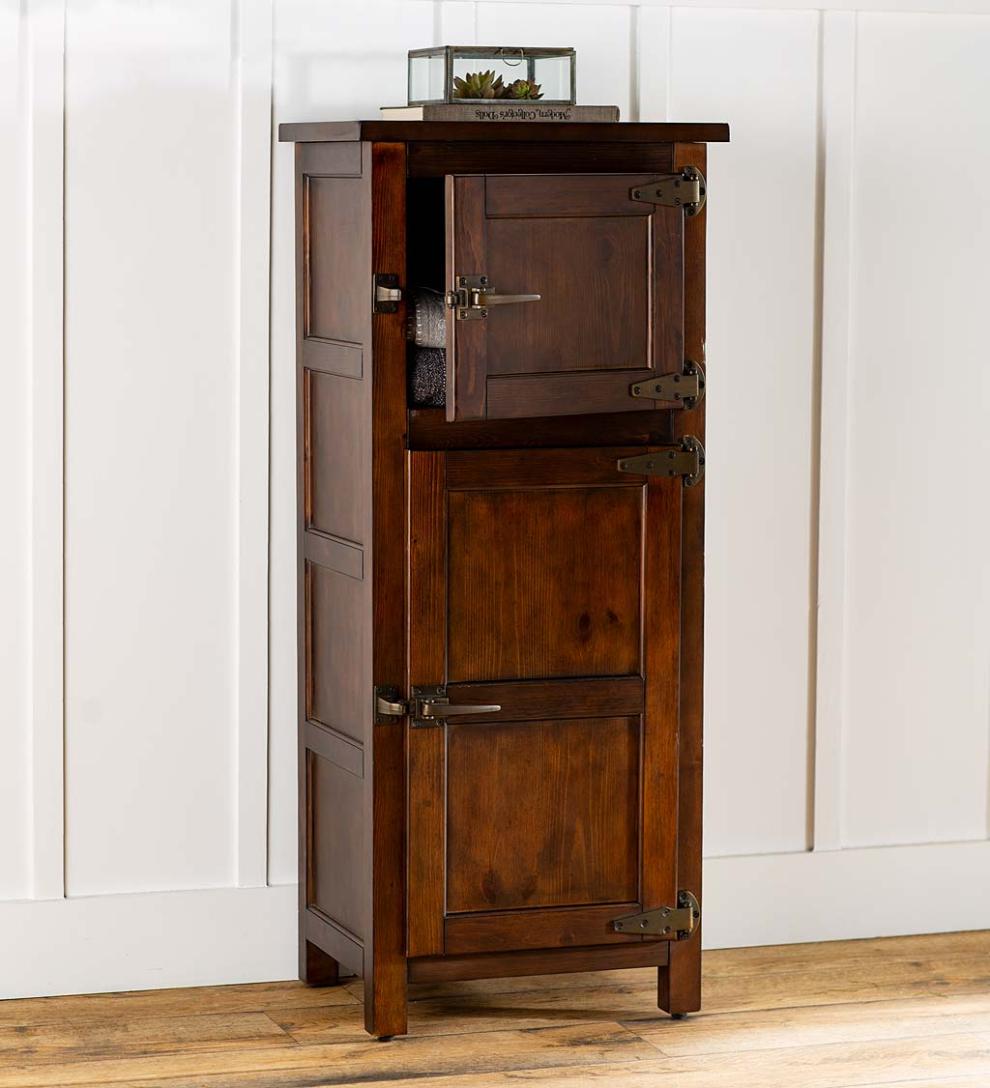 Plow &amp; Hearth Hutches &amp; Cupboards | Indoor Living Portland Ice Box Wood Jelly Cabinet With Replica Hardware