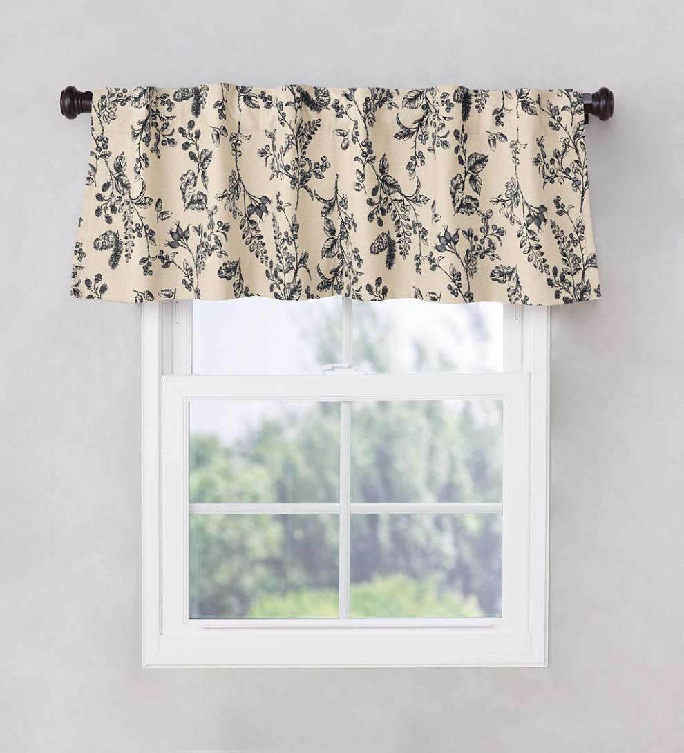 Plow &amp; Hearth Insulated Curtains | Indoor Living Botanical Toile Insulated Double-Lined Cotton Curtain Panel With Rod Pocket