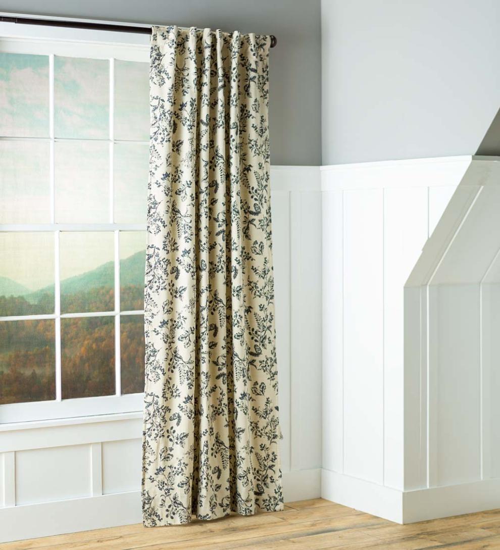 Plow &amp; Hearth Insulated Curtains | Indoor Living Botanical Toile Insulated Double-Lined Cotton Curtain Panel With Rod Pocket