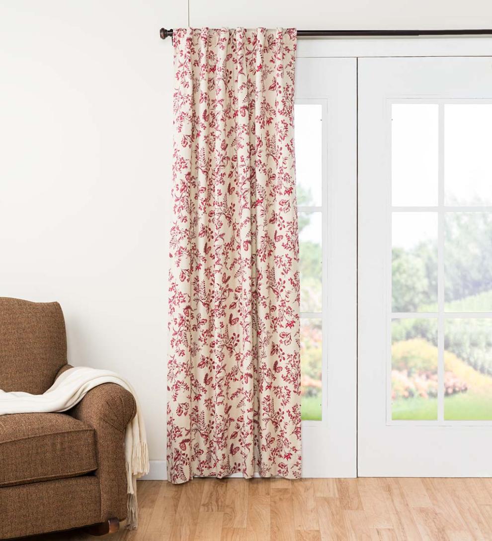 Plow &amp; Hearth Insulated Curtains | Indoor Living Botanical Toile Insulated Double-Lined Cotton Curtain Panel With Rod Pocket