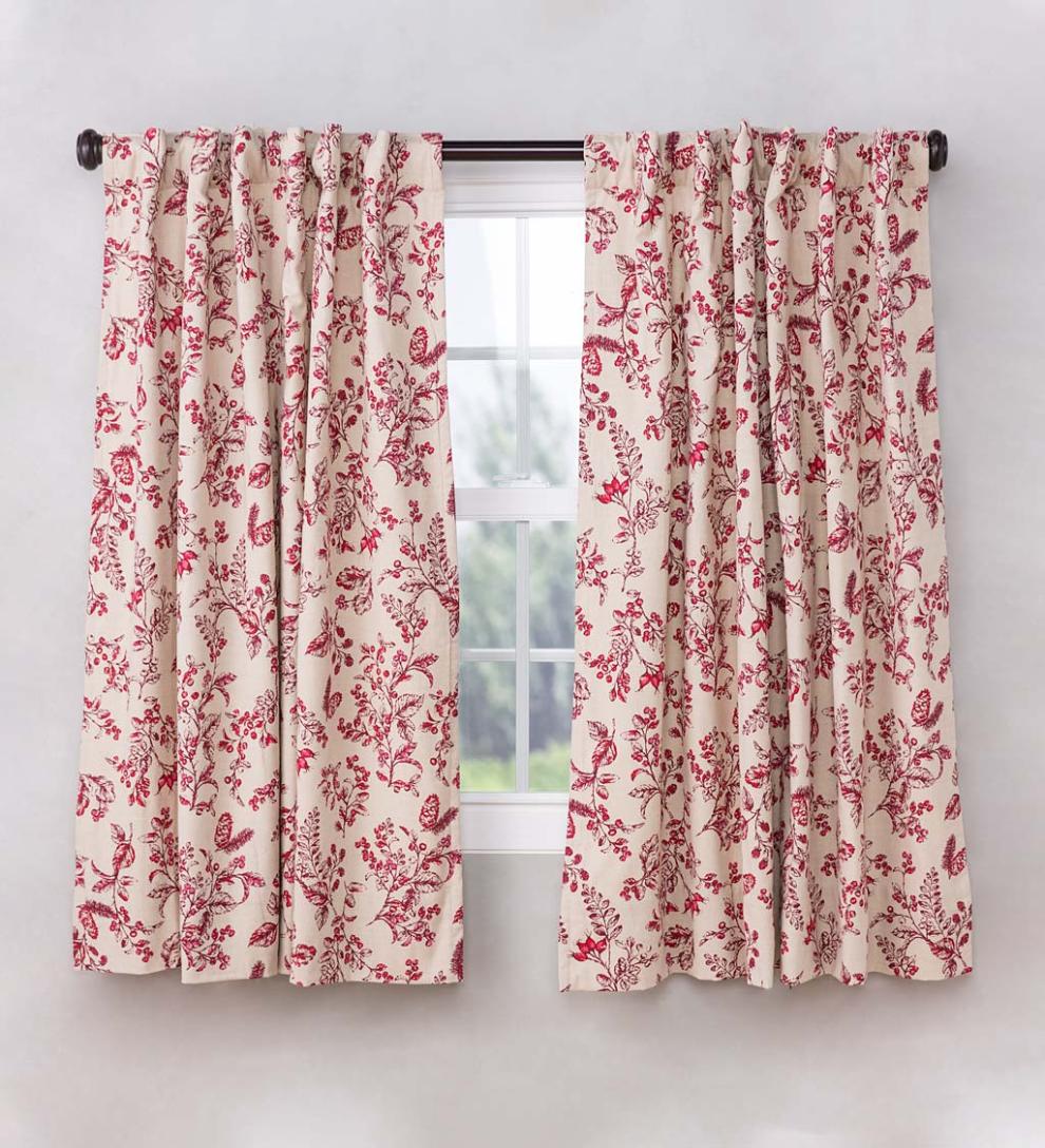 Plow &amp; Hearth Insulated Curtains | Indoor Living Botanical Toile Insulated Double-Lined Cotton Curtain Panel With Rod Pocket