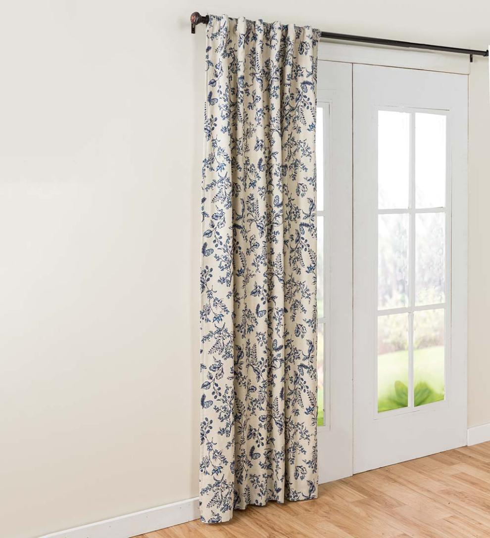 Plow &amp; Hearth Insulated Curtains | Indoor Living Botanical Toile Insulated Double-Lined Cotton Curtain Panel With Rod Pocket