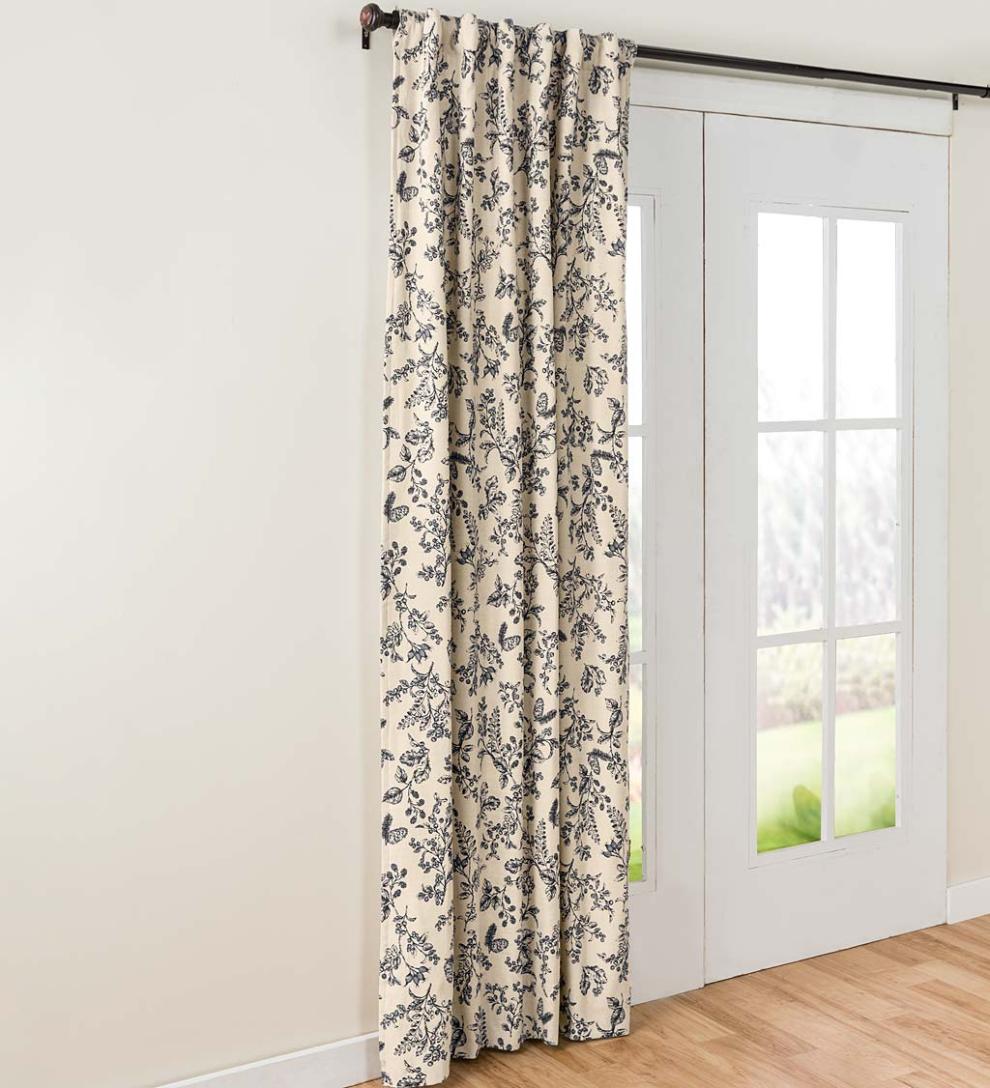 Plow &amp; Hearth Insulated Curtains | Indoor Living Botanical Toile Insulated Double-Lined Cotton Curtain Panel With Rod Pocket