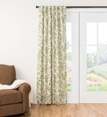 Plow &amp; Hearth Insulated Curtains | Indoor Living Botanical Toile Insulated Double-Lined Cotton Curtain Panel With Rod Pocket