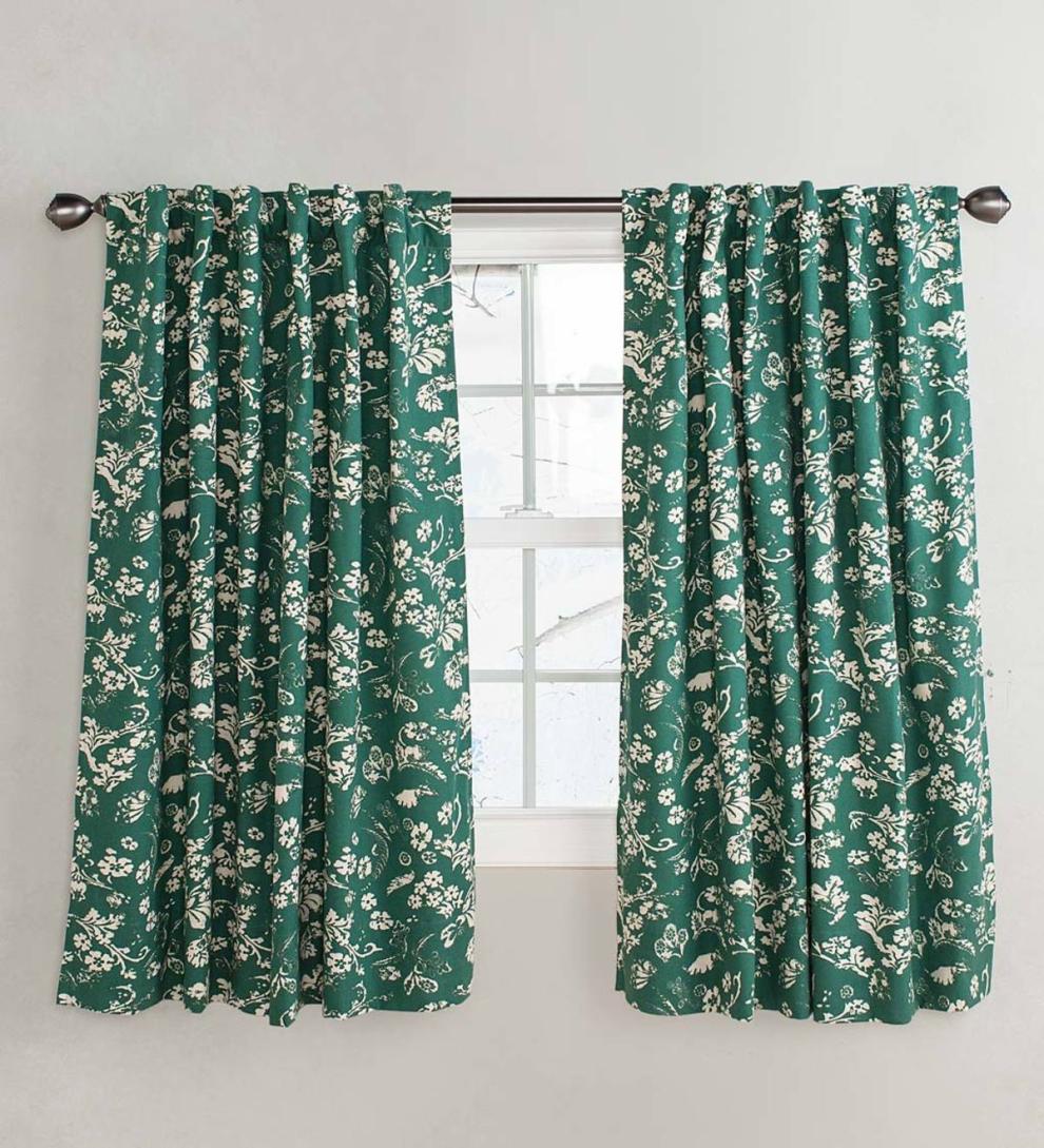 Plow &amp; Hearth Insulated Curtains | Indoor Living Homespun Insulated Floral Damask Short Panel With Rod Pocket