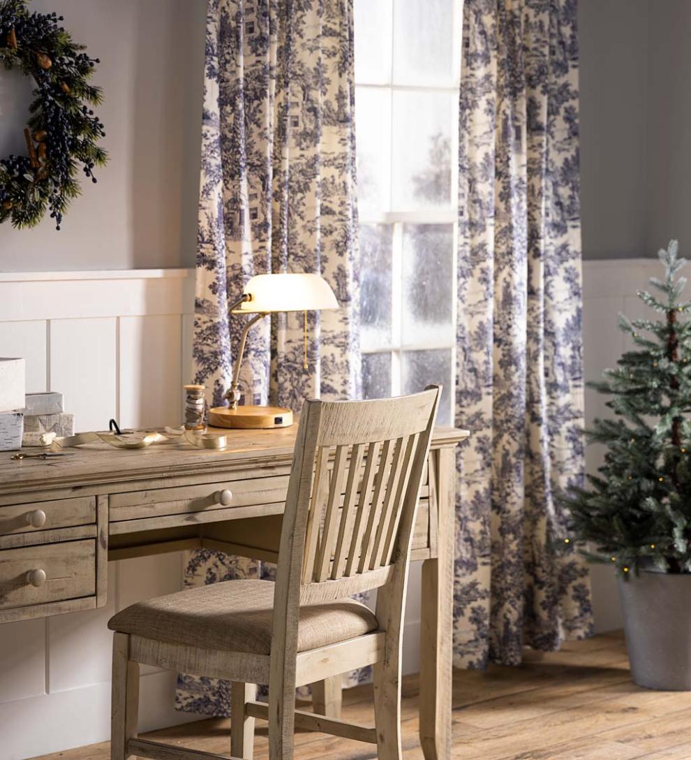 Plow &amp; Hearth Insulated Curtains | Indoor Living Insulated Toile Curtain Pairs With Rod Pocket And Back Tabs