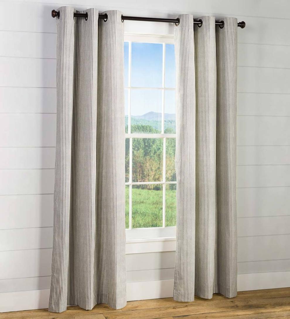 Plow &amp; Hearth Insulated Curtains | Indoor Living Thermalogic Insulated Ticking Stripe Grommet Top Curtain Pairs