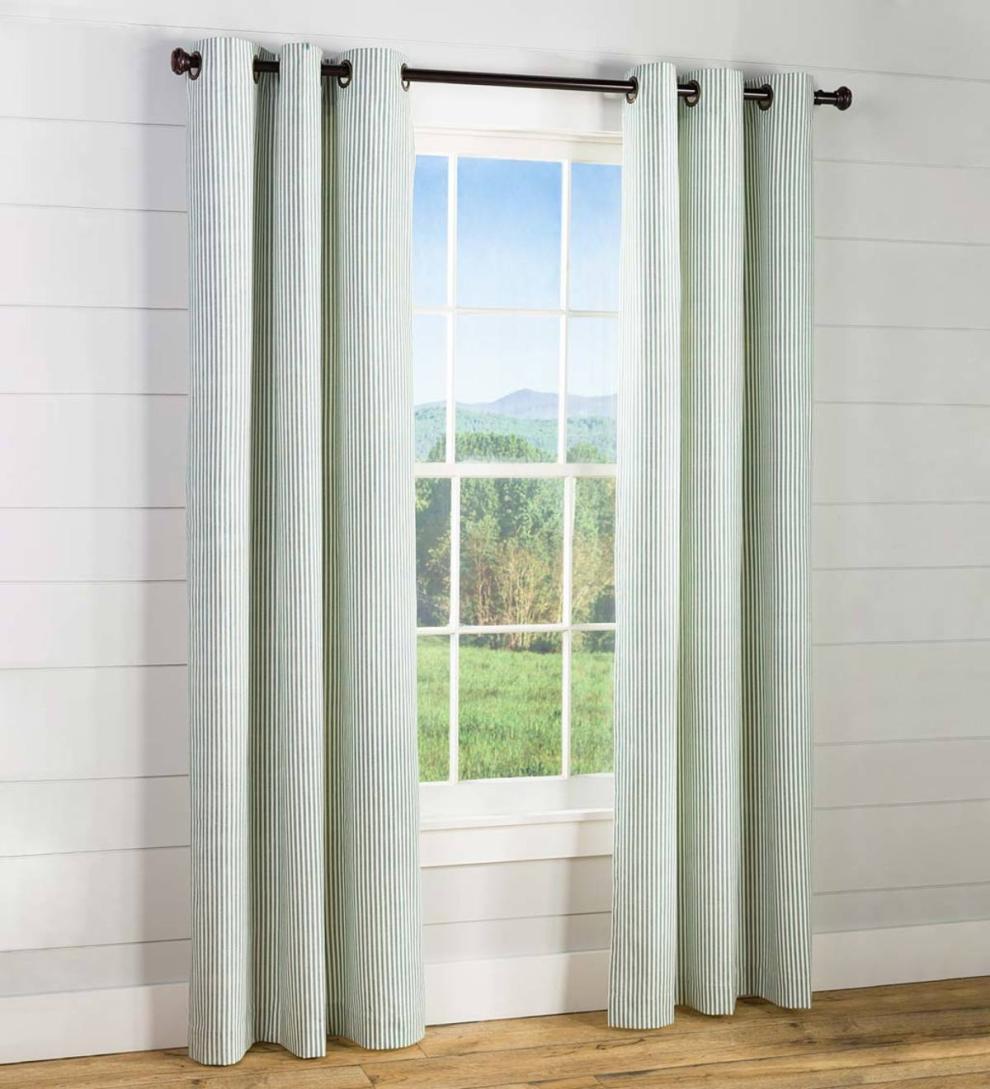 Plow &amp; Hearth Insulated Curtains | Indoor Living Thermalogic Insulated Ticking Stripe Grommet Top Curtain Pairs