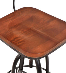 Plow &amp; Hearth Kitchen &amp; Bar Stools | Indoor Living Deluxe Adjustable-Height Wood And Metal Stool With Back Rest - Chestnut