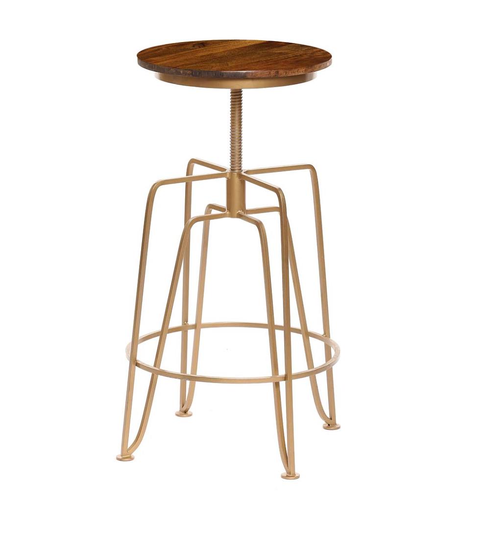 Plow &amp; Hearth Kitchen &amp; Bar Stools | Indoor Living Hartsman Adjustable Height Stools, Set Of 2 - Gold