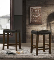 Plow &amp; Hearth Kitchen &amp; Bar Stools | Indoor Living Upholstered Nail Head-Trim Saddle Seat Stools, Set Of 2