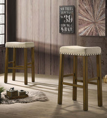 Plow &amp; Hearth Kitchen &amp; Bar Stools | Indoor Living Upholstered Nail Head-Trim Saddle Seat Stools, Set Of 2