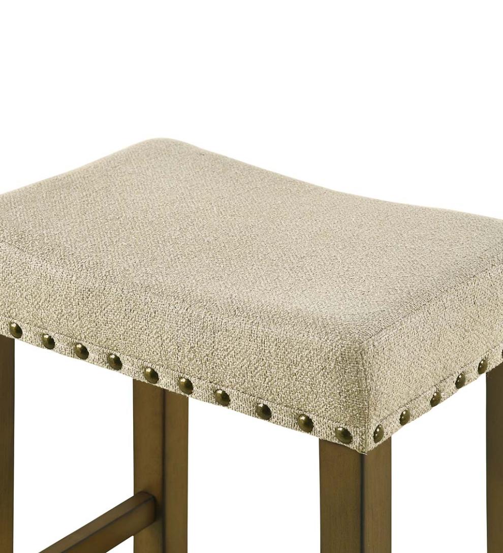 Plow &amp; Hearth Kitchen &amp; Bar Stools | Indoor Living Upholstered Nail Head-Trim Saddle Seat Stools, Set Of 2