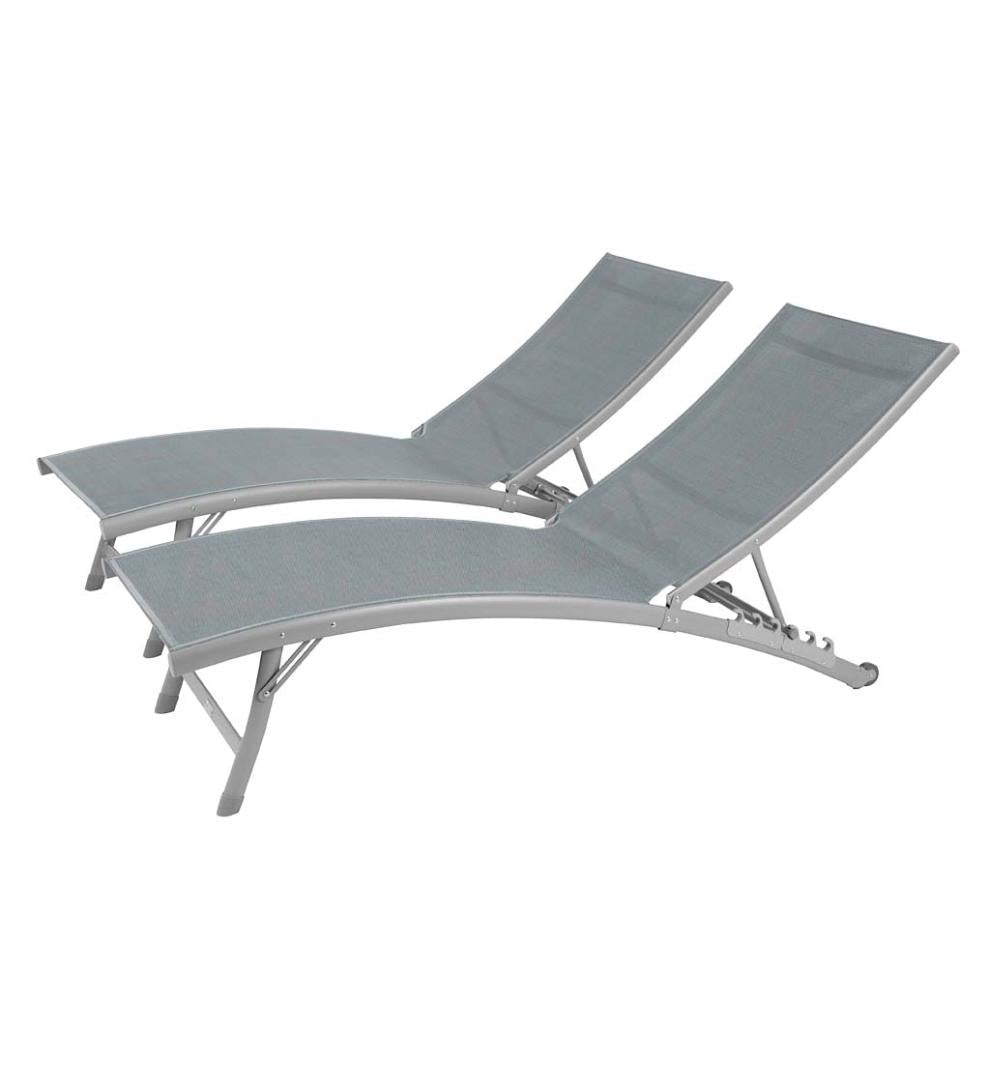 Plow &amp; Hearth Loungers | Outdoor Living Clearwater Aluminum Lounge Chair Set - Blue Hawaii