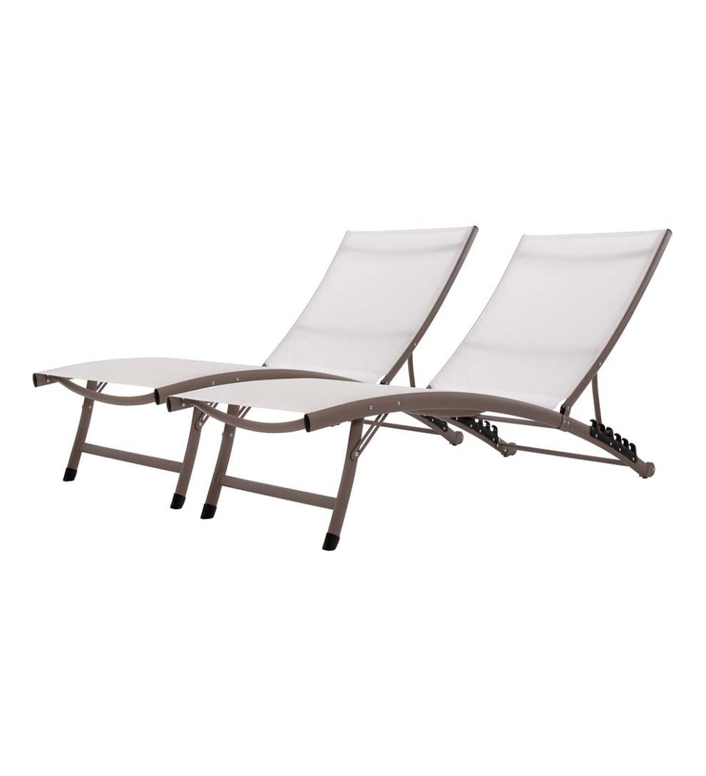 Plow &amp; Hearth Loungers | Outdoor Living Clearwater Aluminum Lounge Chair Set - Blue Hawaii
