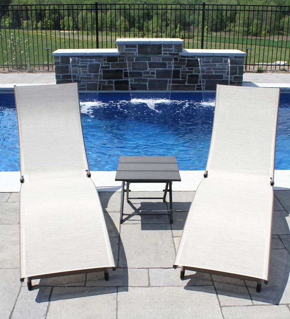 Plow &amp; Hearth Loungers | Outdoor Living Coral Springs Lounge Set - Blue Hawaii/Black Frame