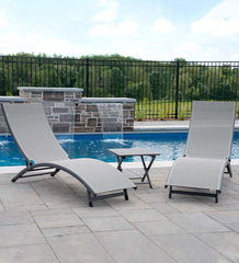 Plow &amp; Hearth Loungers | Outdoor Living Coral Springs Lounge Set - Blue Hawaii/Black Frame