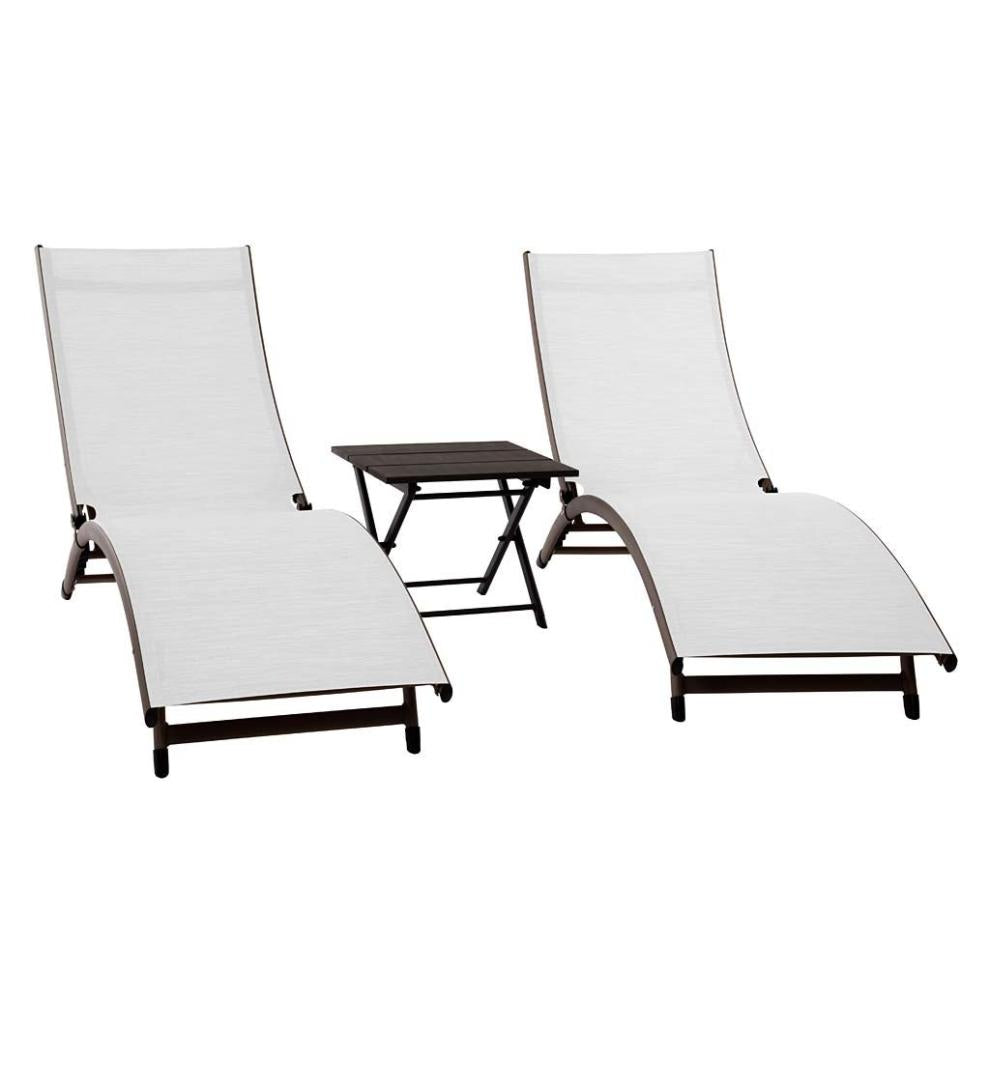 Plow &amp; Hearth Loungers | Outdoor Living Coral Springs Lounge Set - Blue Hawaii/Black Frame