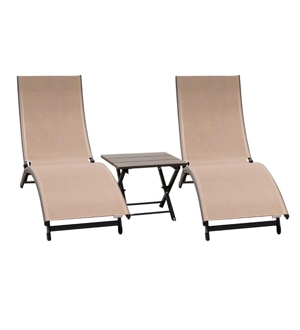 Plow &amp; Hearth Loungers | Outdoor Living Coral Springs Lounge Set - Blue Hawaii/Black Frame
