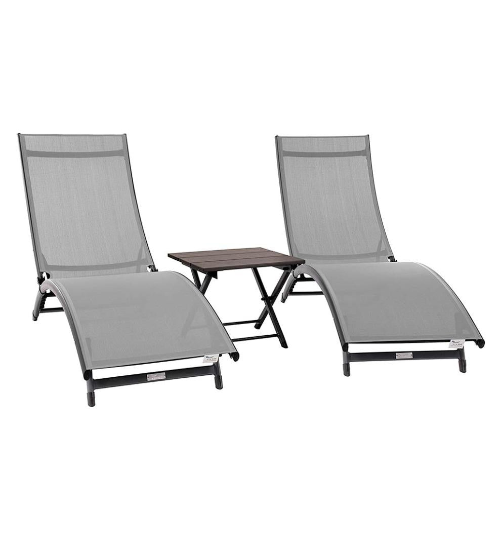 Plow &amp; Hearth Loungers | Outdoor Living Coral Springs Lounge Set - Blue Hawaii/Black Frame