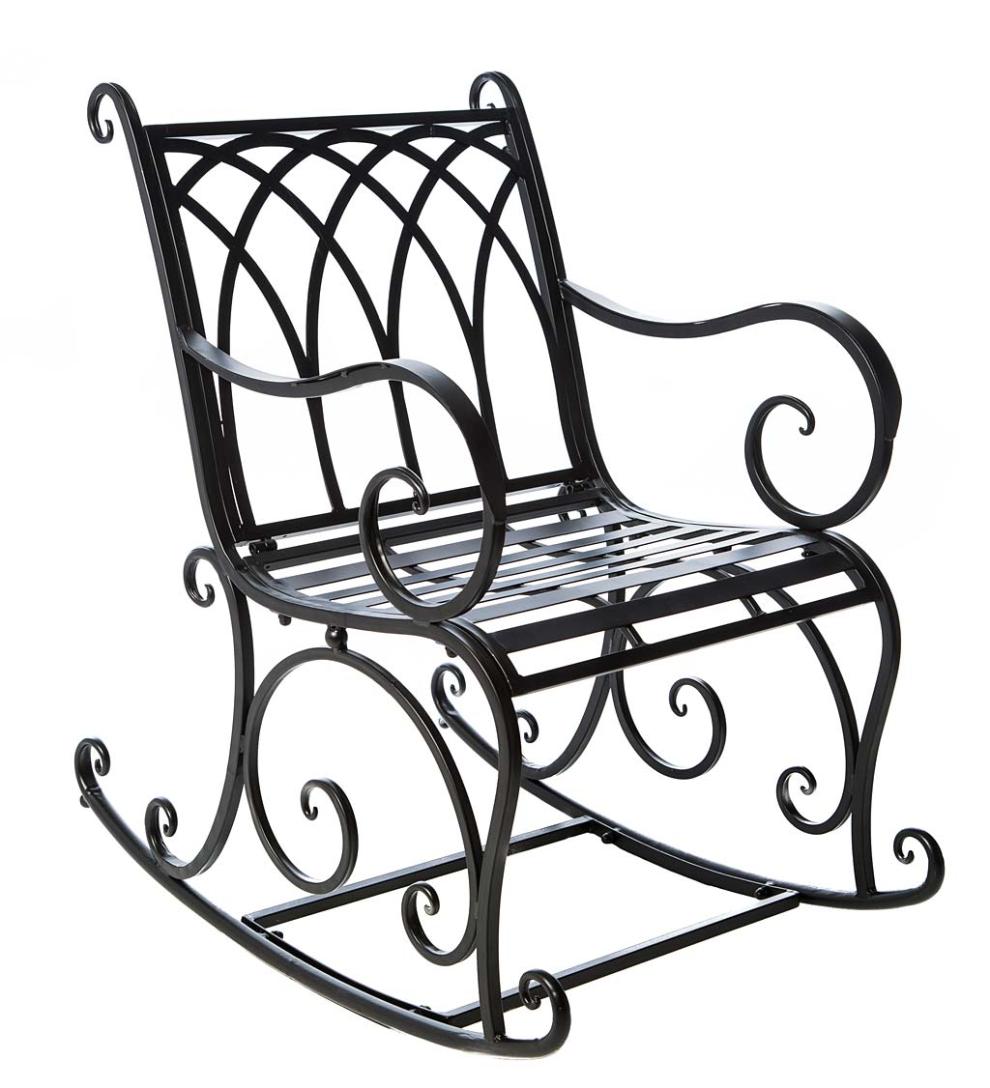 Plow &amp; Hearth Metal Furniture | Outdoor Living Black Metal Rocking Chair - Black