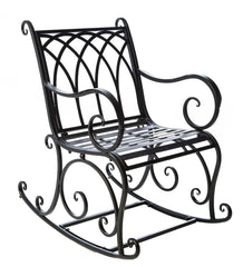Plow &amp; Hearth Metal Furniture | Outdoor Living Black Metal Rocking Chair - Black